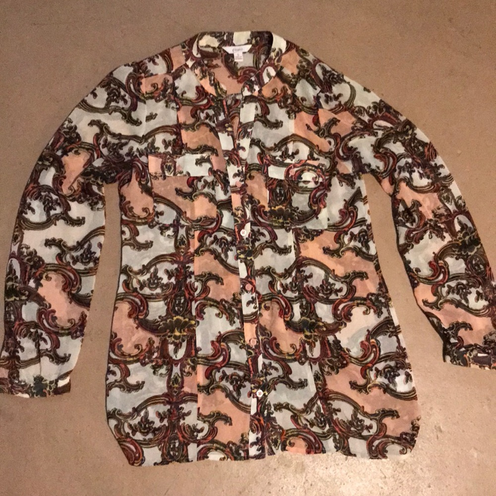 Candie’s sheer pink button down blouse - Picture 5 of 9